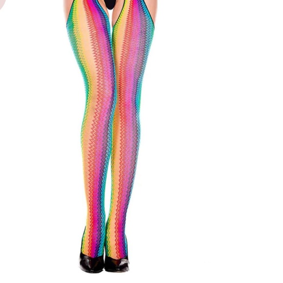 Rave Rainbow Suspenders Stockings - Picture 3 of 4
